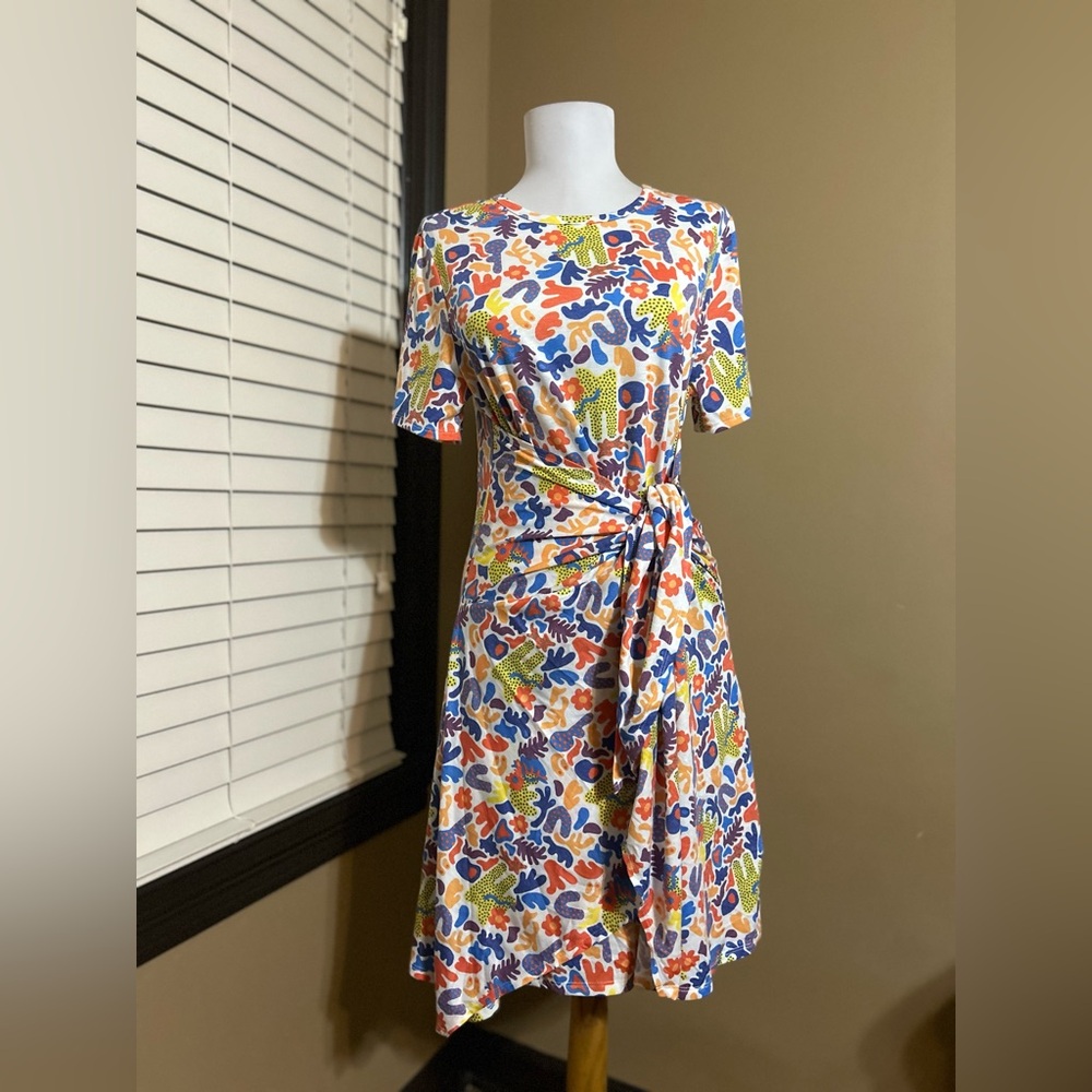 Floral Print Midi Dress with Tie Waist